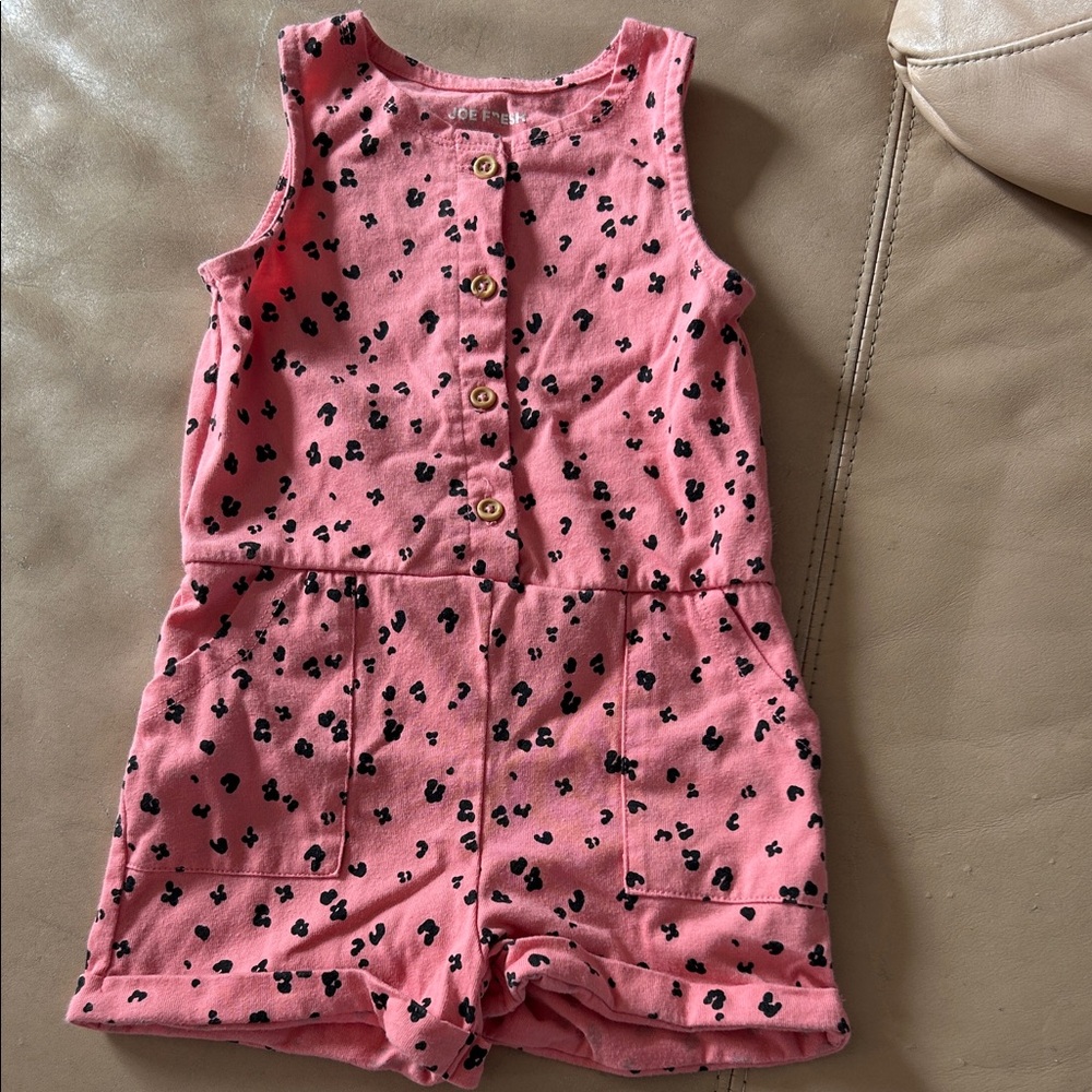 5/$20 Joe Fresh Pink Romper with Black Print
